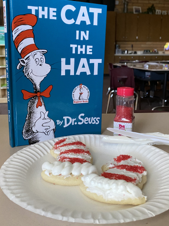 Cat in the Hat sugar cookies decorated by Mrs. McMullin