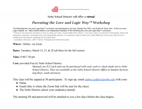 Love and Logic Parenting Flier