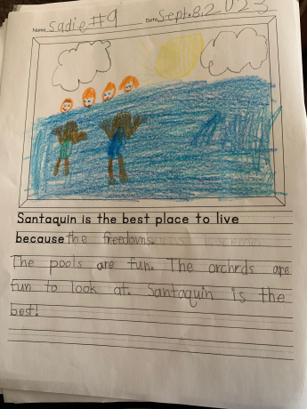 Student's writing and illustration