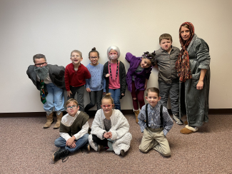 Mrs. Provstgaard's class all dressed up like 100 year olds