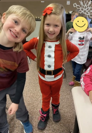 A Student in her own Santa Suit