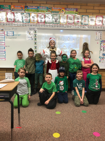 Mrs. Leighton's class on Grinch Day