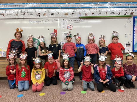 Mrs. Provstgaard's 2nd Grade class on Reindeer Day