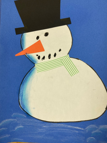 A snowman made by a student