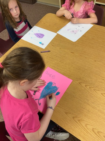 Students coloring their hearts