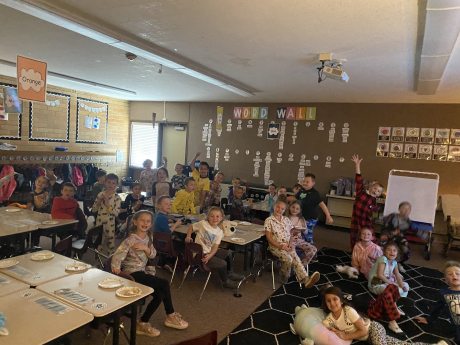 First Graders post in their pajamas