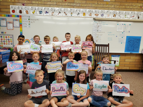 Mrs. Ostler's Class with their cursive