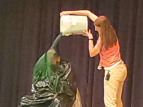 Mr. Richins getting slimed by Mrs. Vernon