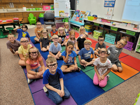 1st graders with science glasses on