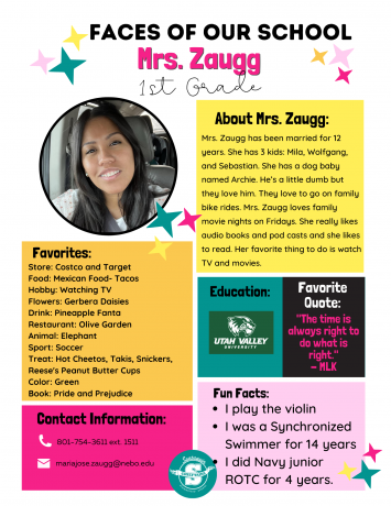 Fact sheet featuring Mrs. Zaugg